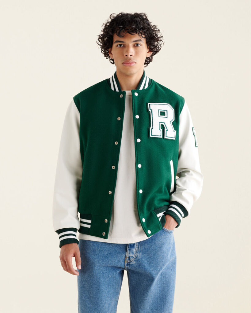 style a varsity jacket for men